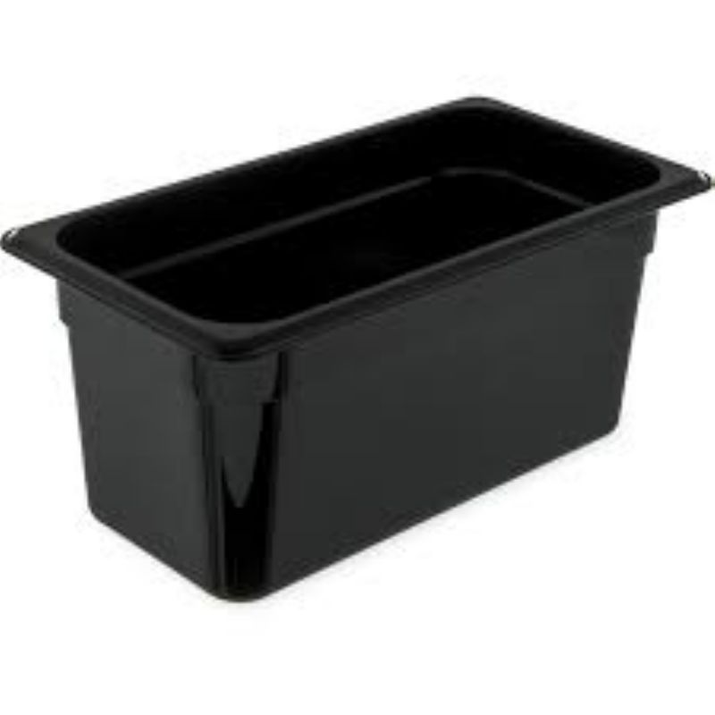 PAN FOOD BLACK PLASTIC 1/3 SZ 6" DP