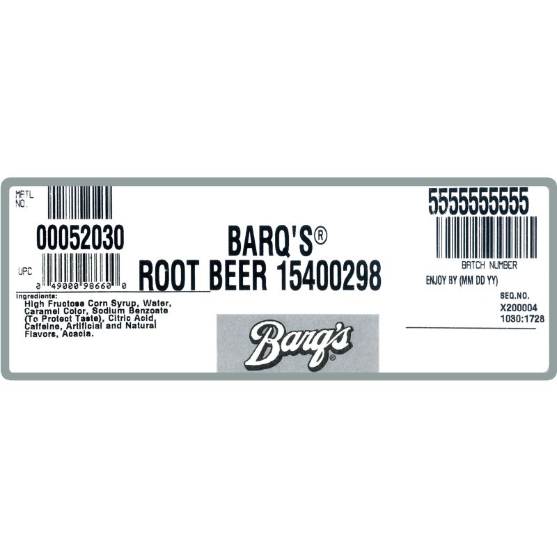 SYRUP SODA ROOT BEER BARQS BIB CS= 1 / 2.5 GAL