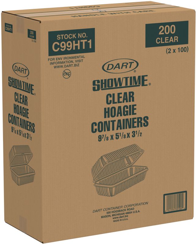 CONTAINER PLASTIC HOAGIE LRG 2 100 CT