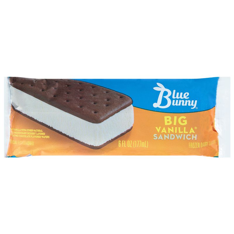ICE CREAM SANDWICH BIG VANILLA 24 6 OZ BARS PER CASE