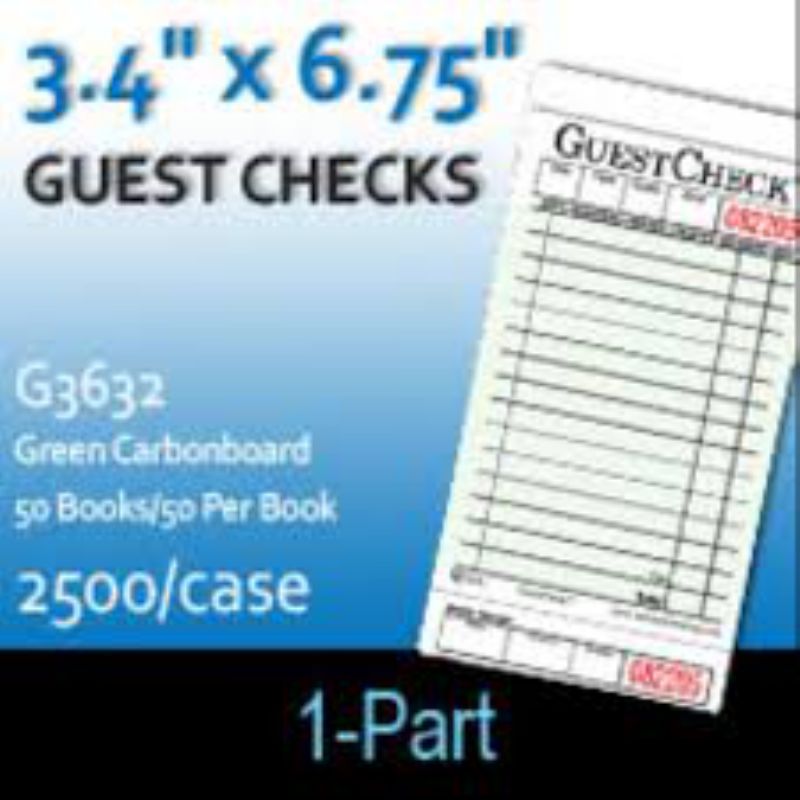 GUEST CHECK SINGLE COPY GREEN 50/50 CT