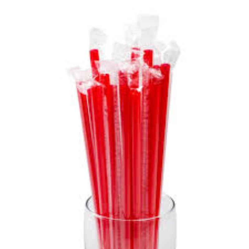 STRAW SUPER JUMBO RED WRPD 10.25 IN 12 500 CT PER CASE
