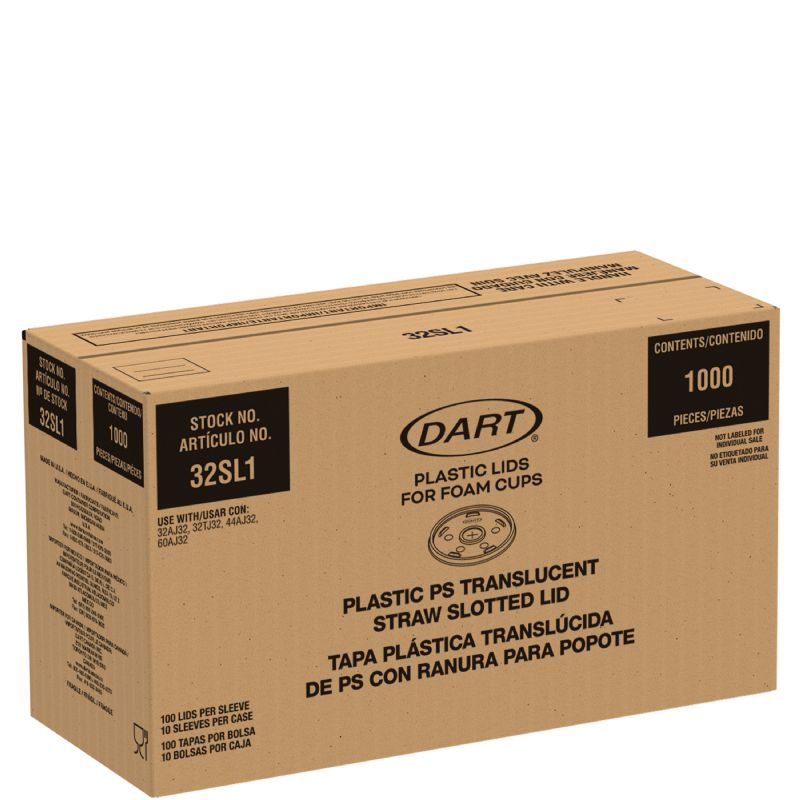 LID PLASTIC TRANS STRAW SLOT 10 100 CT PKS