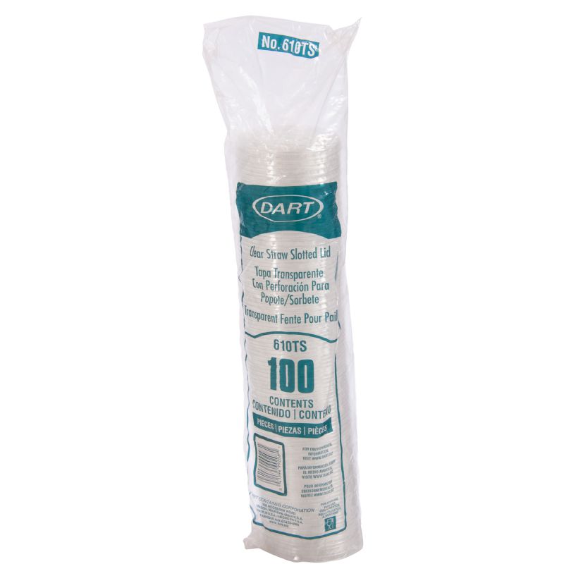 LID CLEAR STRAW SLOTTED10 100 CT