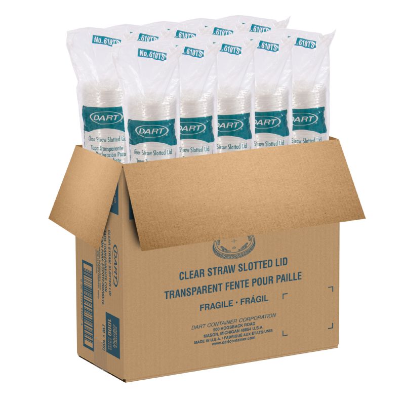LID CLEAR STRAW SLOTTED10 100 CT