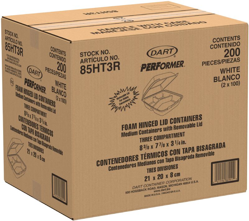 CONTAINER FOAM HNGD 3 COMP 8