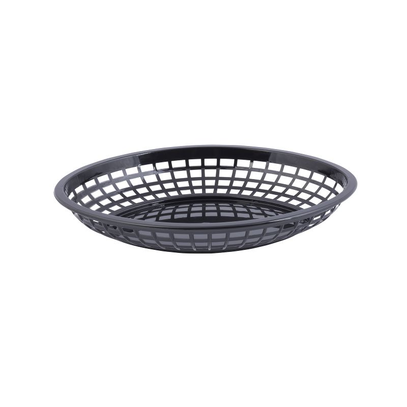 BASKET PLASTIC OVAL BLACK 11.75X9X2