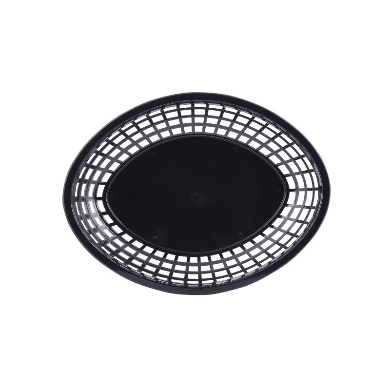 BASKET PLASTIC OVAL BLACK 11.75X9X2