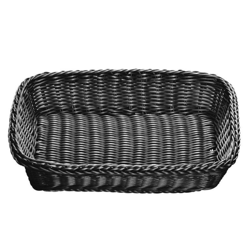 BASKET RECTANGLE BLACK PLASTIC