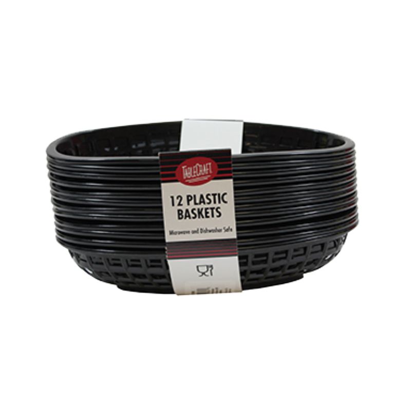 BASKET PLASTIC OVAL BLACK 9X6X2