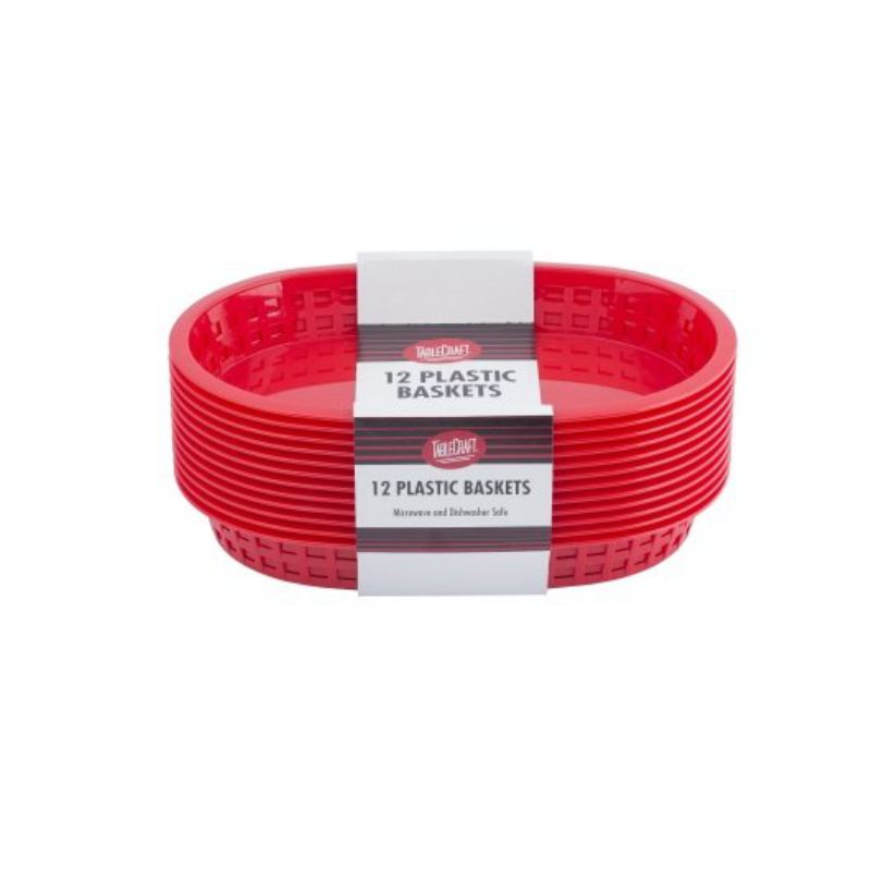 BASKET PLASTIC OVAL RED 10.5X7