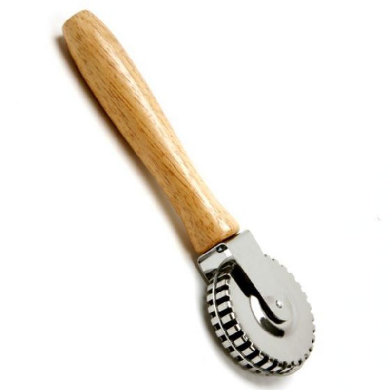CRIMPER PASTRY S/S W/WOOD HANDLE