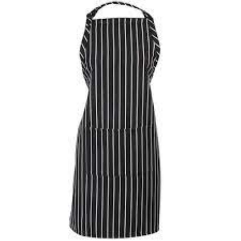 APRON BIB W/ POCKET PINSTRIPE 22X23