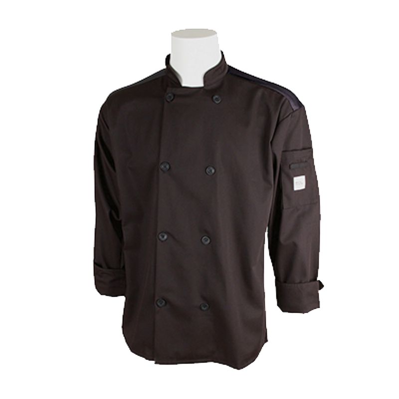 COAT CHEF UNISEX BLACK LONG SLV 1XL