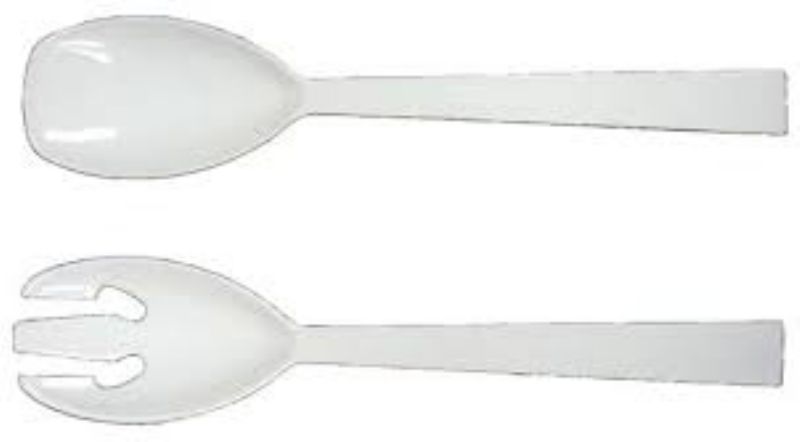 FORK & SPOON SERVING SET WHITE 9.5