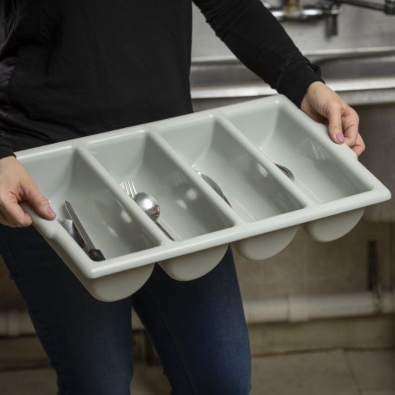 BIN SILVERWARE PLASTIC GREY 4 COMP