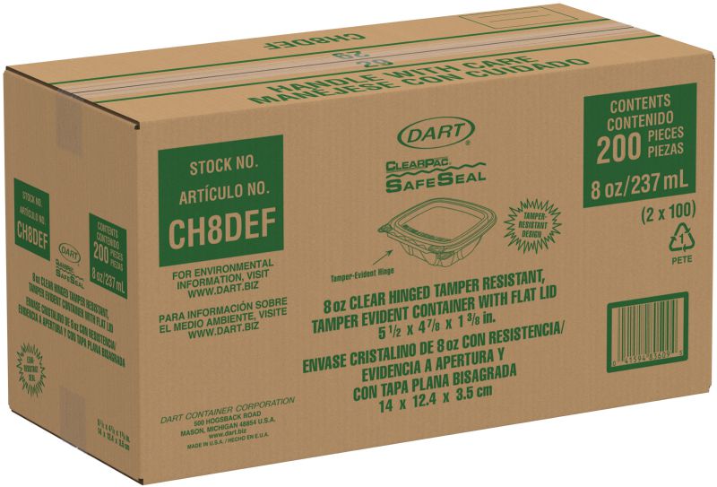 CONTAINER CLEAR HINGED 8 OZ