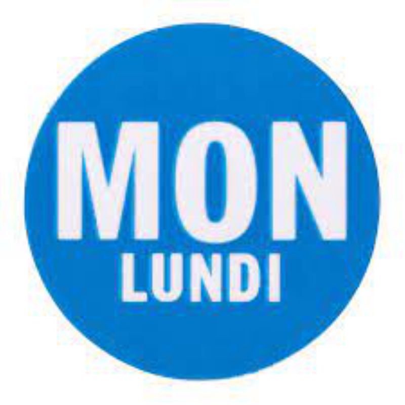 LABEL MONDAY DAY DOT BILINGUAL