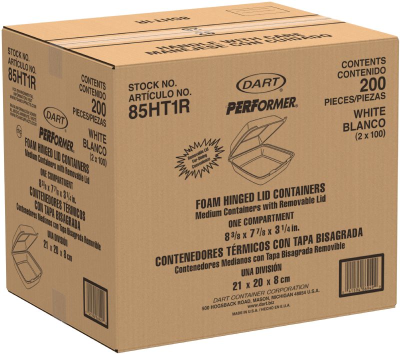 CONTAINER FOAM 1 COMP HNGD 8X8
