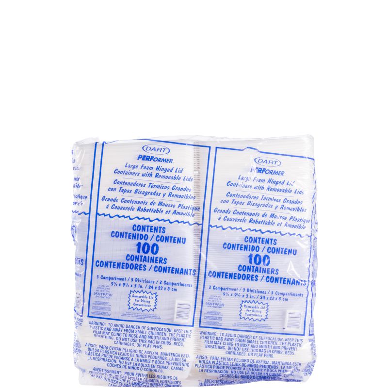 CONTAINER FOAM HINGD 3 COM 9X9
