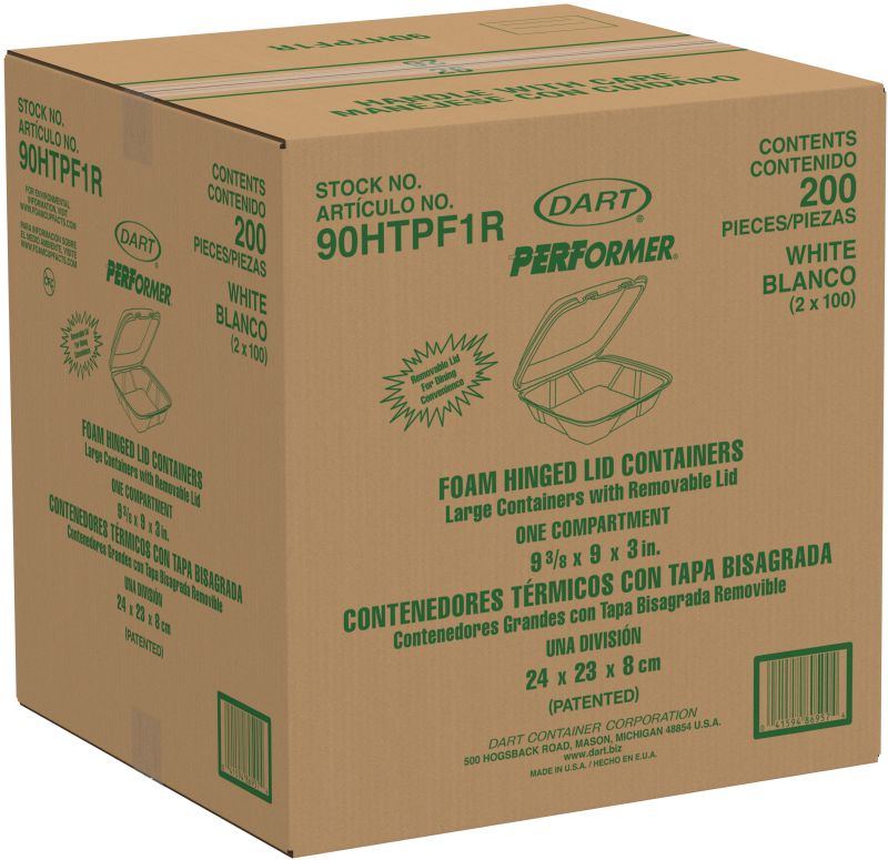 CONTAINER FOAM 1 COMP HNGD 9X9