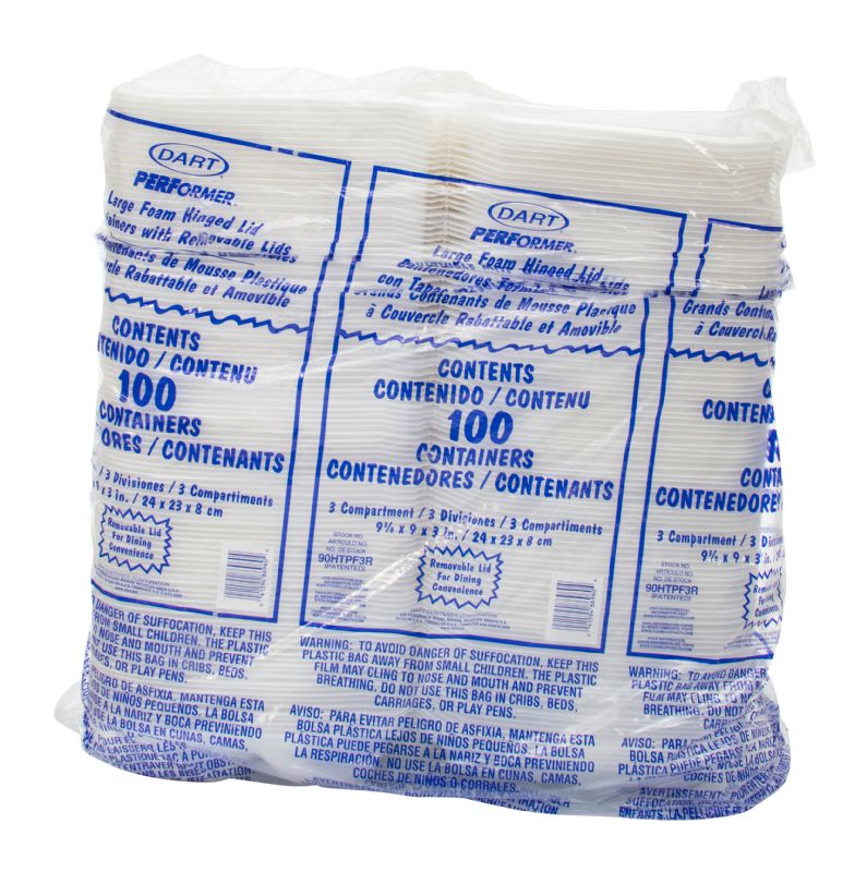 CONTAINER FOAM HNGD 3 COMP 9X9