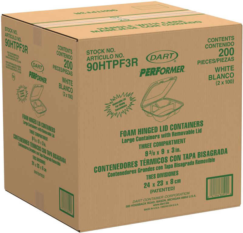 CONTAINER FOAM HNGD 3 COMP 9X9