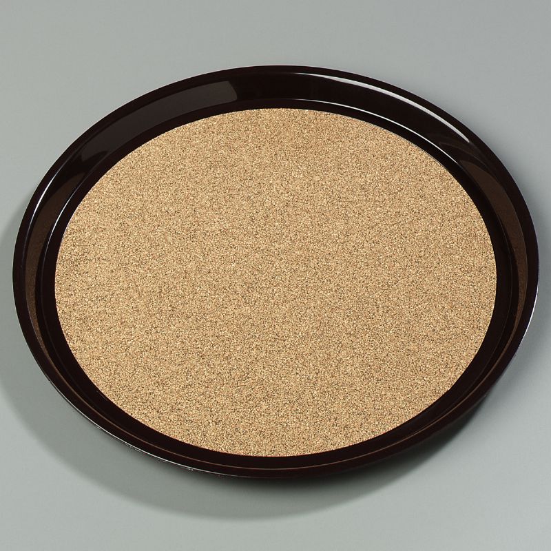 TRAY SERVING ROUND BROWN W/CORK 14