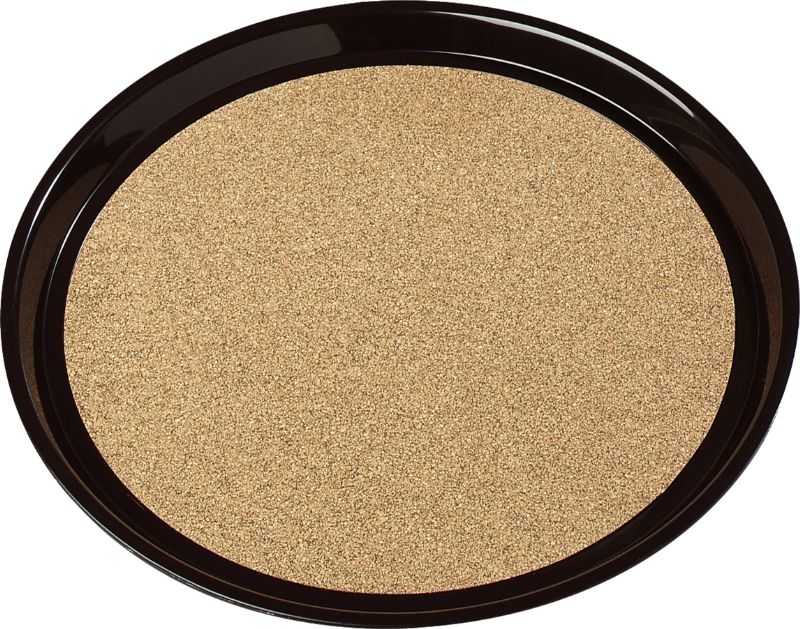 TRAY SERVING ROUND BROWN W/CORK 14
