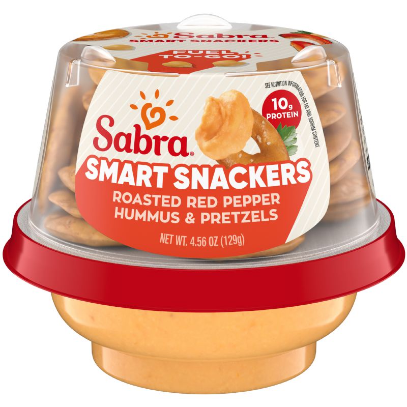 HUMMUS RED PEPPER WITH PRETZEL