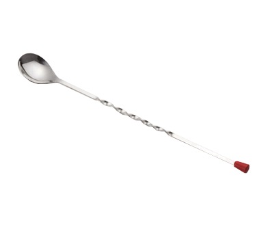 BAR SPOON ST/STL 12 LONG TWISTED HANDLE RED KNOB
