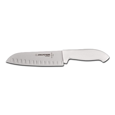 KNIFE SANTUKO W/DUO EDGE 7BLADE WHITE SOFT GRIP HANDLE