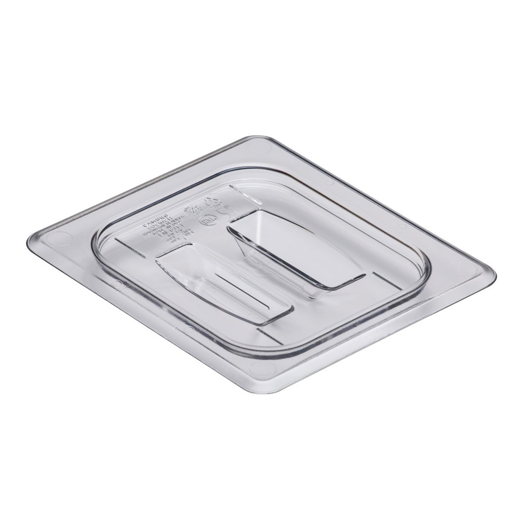 COVER PAN 1/6 SIZE PLAIN W/HANDLE CLEAR