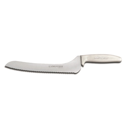 KNIFE SANDWICH 9 OFFSET WHITE HANDLE SERRATED SANI SAFE
