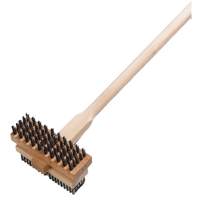 BRUSH BROILER KING DOUBLE SIDED WIRE W/WOOD HANDLE