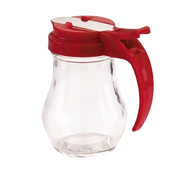 SYRUP DISPENSER 6 OZ GLASS W/RED TOP