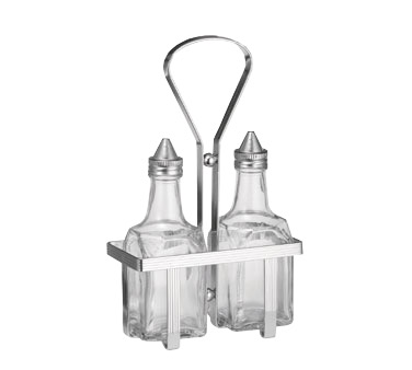OIL&VINEGAR SET CHROME RACK W/2-600 6 OZ BOTTLES