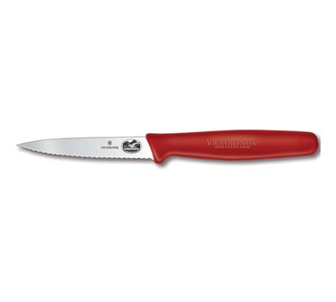 KNIFE PARING 3.25 SERRATED SS RED HANDLE