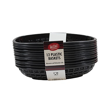 BASKET PLASTIC OVAL 9-3/8X6 BLACK (1 DZ PACK)