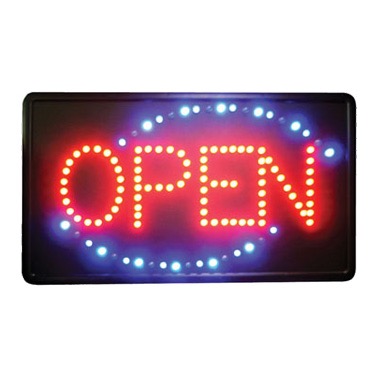 OPEN SIGN LED W/SINGLE FLASHING RED/BLUE