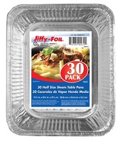 JIFFY HALF SIZE STEAM TABLE PANS 30 CT