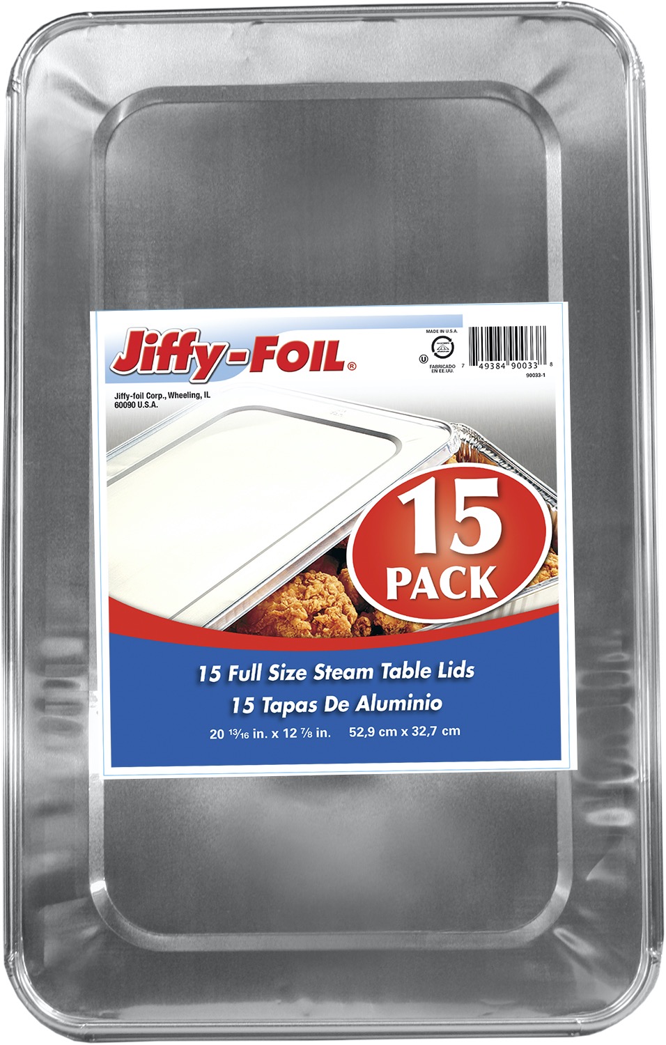 JIFFY FULL SIZE STEAM TABLE LIDS 15 CT