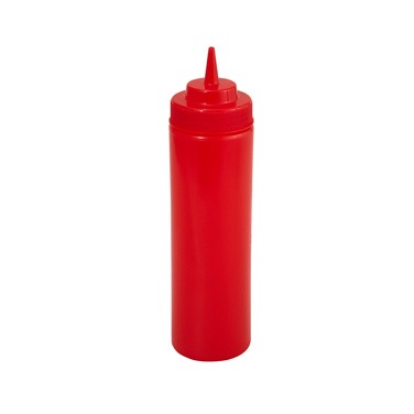 SQUEEZE BOTTLE 24 oz RED WIDEMOUTH 6/PK