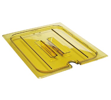 COVER PAN 1/6 SIZE W/HANDLE NOTCHED AMBER(HOT)