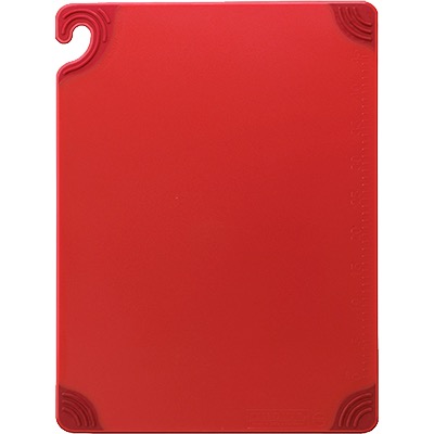CUTTING BOARD RED 12X18X1/2 SAFE-T-GRIP W/HOOK CO-POLYMER NSF