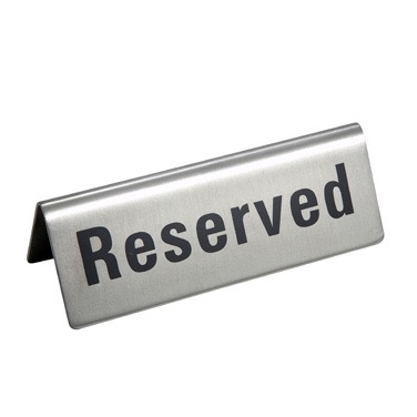 RESERVE TABLE SIGN STAINLESS 1-3/4X4-3/4