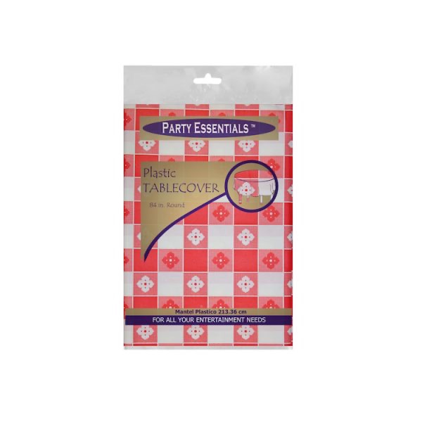 COVER TABLE RED GINGHAM 84 ROUND