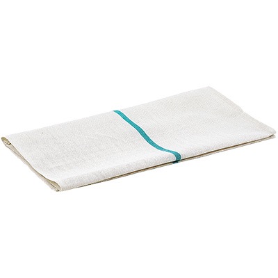 TOWEL KITCHEN HERRINGBONE WHITE W/GREEN STRIPE 20X25 COTTON