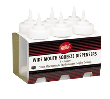 SQUEEZE BOTTLE WIDE MOUTH 8OZ CLEAR (6PK)