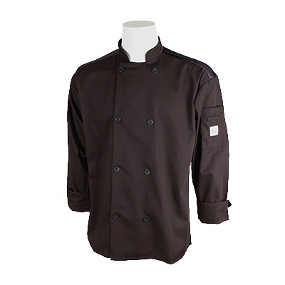 COAT CHEF UNISEX LONG SLEEVE MESH BACK BLACK 3XL